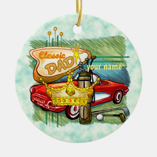 Klassieke Golf Papa Keramisch Ornament (Voorkant)