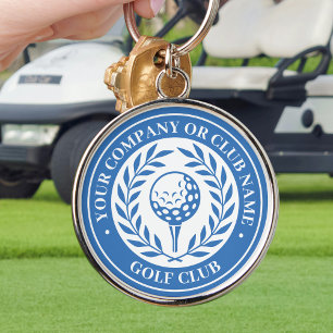 Klassieke Golf Sleutelhanger Met Eigen Naam Blauw
