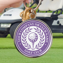 Klassieke Golf Sleutelhanger Met Eigen Naam Paars
