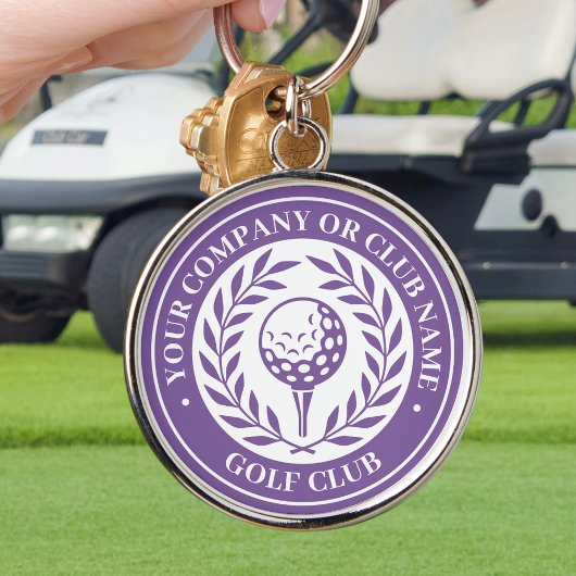 Klassieke Golf Sleutelhanger Met Eigen Naam Paars
