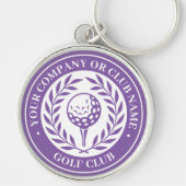 Klassieke Golf Sleutelhanger Met Eigen Naam Paars (Voorkant)