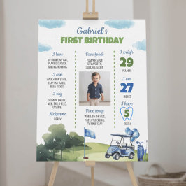 Klassieke Golf Thema Jongen 1e Verjaardag Mijlpaal Poster