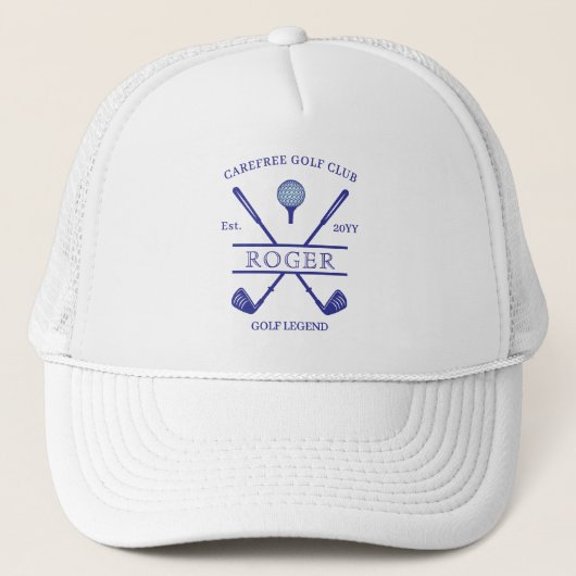 Klassieke Golfclub Naam Deep Blue Trucker Pet (Voorkant)