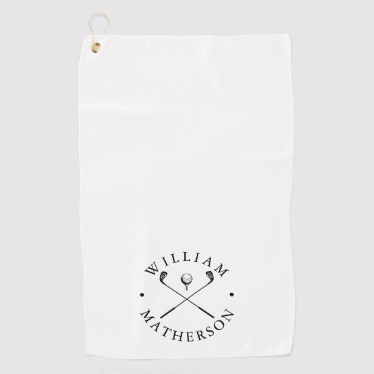 Klassieke Golfclubs Persoonlijke Naam Golfhanddoek (Voorkant)