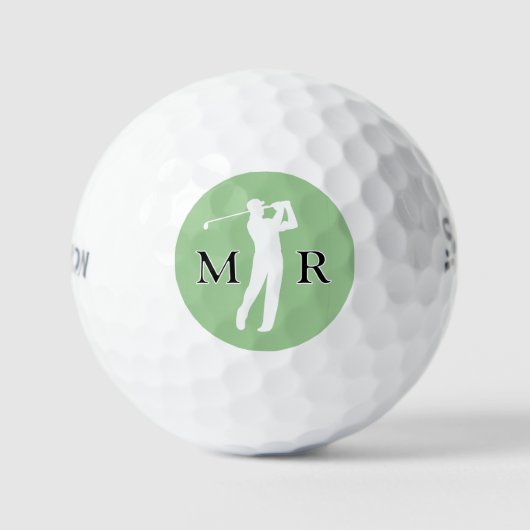 Klassieke Golfer Bal / 2 Initialen / man golft (Voorkant)