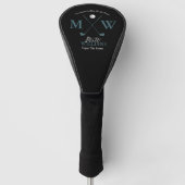 Klassieke Golfer Monogram Aangepaste Klasse Zwart Golfheadcover (Voorkant)