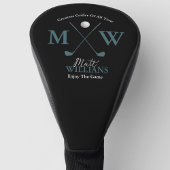 Klassieke Golfer Monogram Custom Classy Zwart Golfheadcover