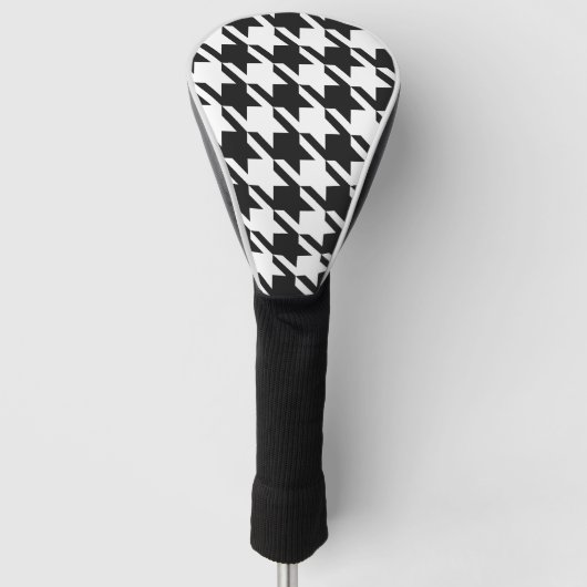 Klassieke golfer zwart pepita houndstooth patroon golfheadcover (Voorkant)