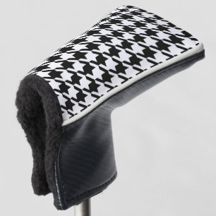 Klassieke golfer zwart pepita houndstooth patroon golfheadcover