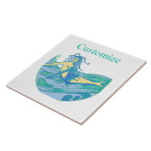 Klassieke golfsurfer zeemeermin Thunder_Cove Tegeltje (Zijkant)