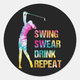 Klassieke Golfswing Verwens Drink Herhaal Golfen m Ronde Sticker