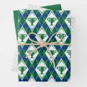 Klassieke Golftrofee Plaid Golfballen Club Vlag Inpakpapier Vel (In situ)