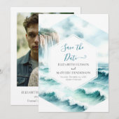 Klassieke golven Nautische bruiloft Save The Date (Voorkant / Achterkant)