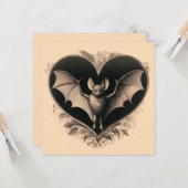 Klassieke Goth Bat Valentijnsdag Gotisch Retro Kaart (Voorkant / Achterkant in situ)
