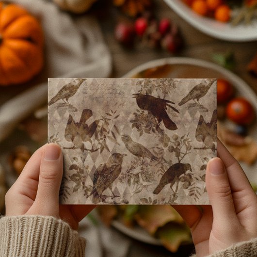 Klassieke Goth-decoupage Kraai Raaf Briefkaart