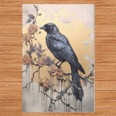 Klassieke Goth Raven Gouden Rozen Waterverf Tissuepapier