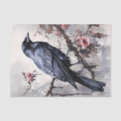 Klassieke Goth Raven Rozen Waterverf Tissuepapier (Voorkant)
