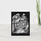 Klassieke Goth-skeletgravure Memento Mori Hallo Kaart (Voorkant)