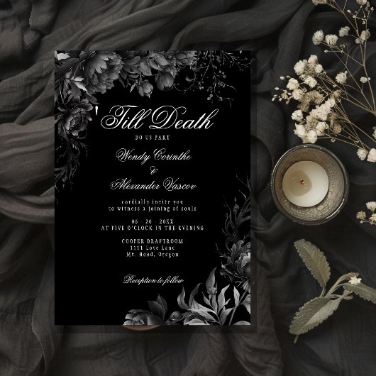 Klassieke Gothic Black 'Till Death Bruiloft Kaart