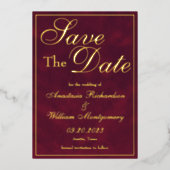 Klassieke Gothic Elegant Burgundy Gold redt de dat Folie Uitnodiging (Voorkant)