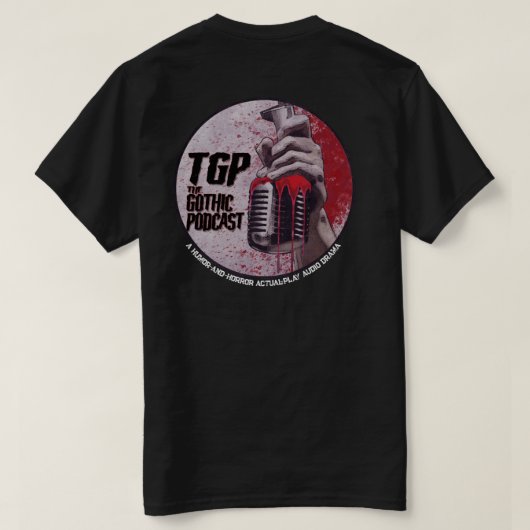 Klassieke Gothic Podcast T-shirt met dubbel logo (Design achterkant)