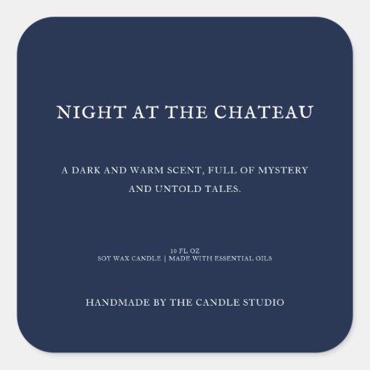 Klassieke  gothische, donkerblauwe verpakkingskaar vierkante sticker (Voorkant)