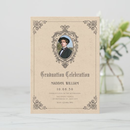  klassieke gotische afstuderen foto kaart (Staand voorkant)