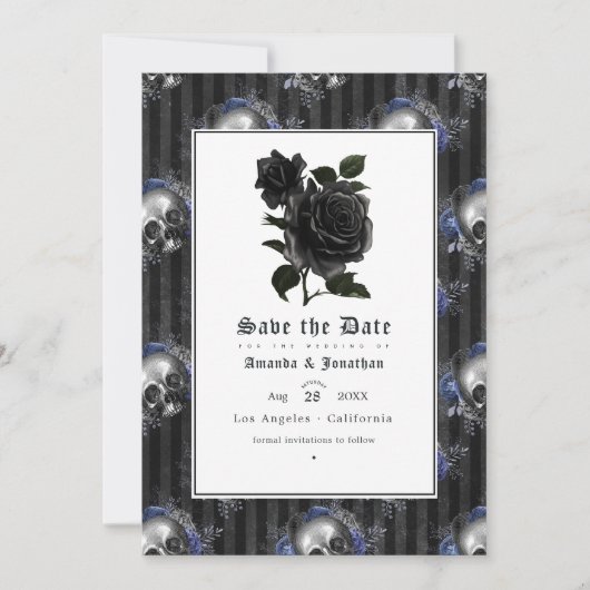 Klassieke gotische bloemige trouwfoto save the date (Voorkant)