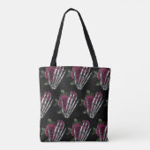 Klassieke gotische bordeauxrode bloemhart tote bag (Achterkant)
