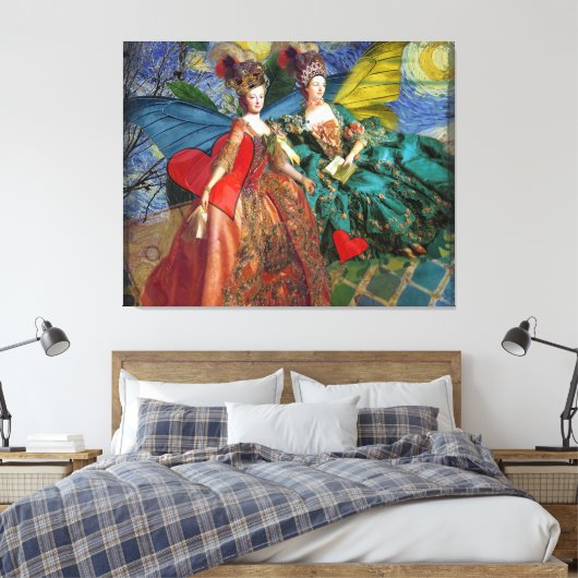 Klassieke Gotische Gemini Whimsical Vlinder Vrouw Canvas Afdruk (Insitu (Slaapkamer))