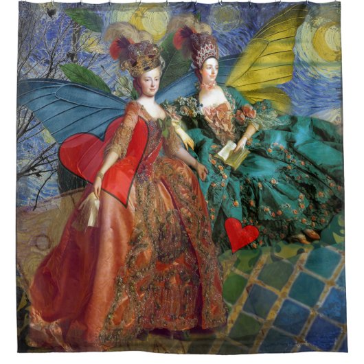 Klassieke Gotische Gemini Whimsical Vlinder Vrouw Douchegordijn (Voorkant)