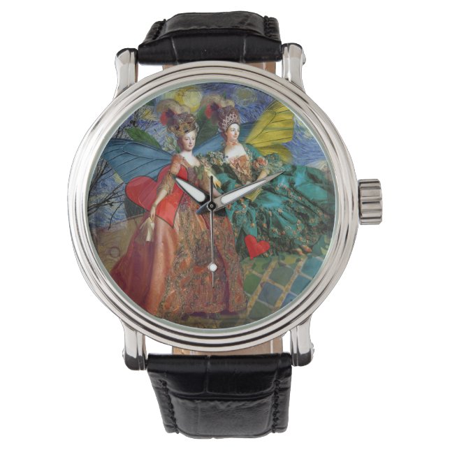 Klassieke Gotische Gemini Whimsical Vlinder Vrouw Horloge (Voorkant)