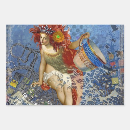 Klassieke Gotische Gemini Whimsical Vlinder Vrouw Inpakpapier Vel (Voorkant 2)