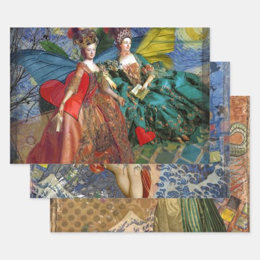 Klassieke Gotische Gemini Whimsical Vlinder Vrouw Inpakpapier Vel (Set)