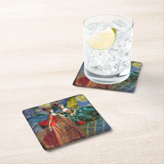 Klassieke Gotische Gemini Whimsical Vlinder Vrouw Kartonnen Onderzetters (Insitu)