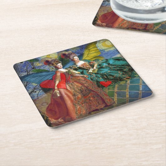 Klassieke Gotische Gemini Whimsical Vlinder Vrouw Kartonnen Onderzetters (Schuin)