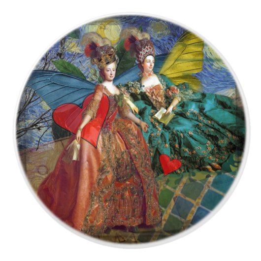 Klassieke Gotische Gemini Whimsical Vlinder Vrouw Keramische Knop (Voorkant)