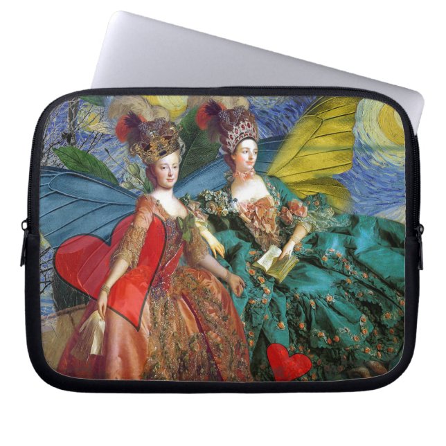 Klassieke Gotische Gemini Whimsical Vlinder Vrouw Laptop Sleeve (Voorkant)