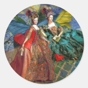 Klassieke Gotische Gemini Whimsical Vlinder Vrouw Ronde Sticker