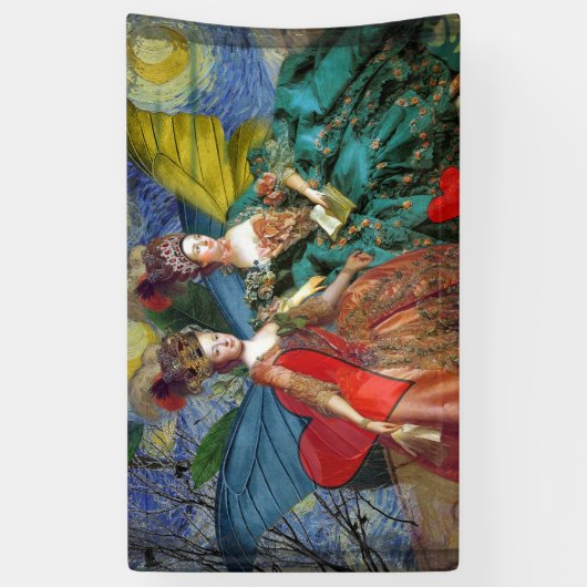 Klassieke Gotische Gemini Whimsical Vlinder Vrouw Spandoek (Verticaal)