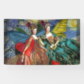 Klassieke Gotische Gemini Whimsical Vlinder Vrouw Spandoek (Horizontaal)