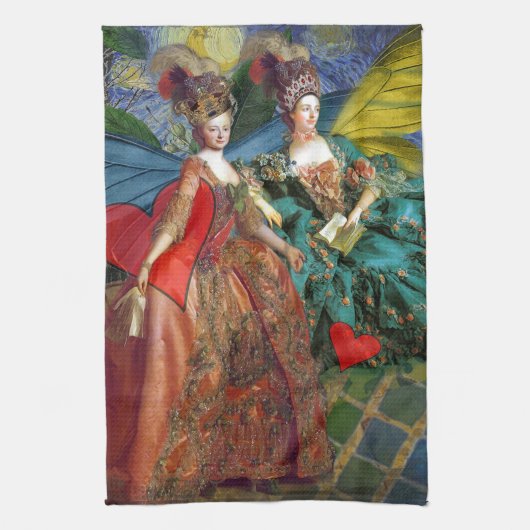 Klassieke Gotische Gemini Whimsical Vlinder Vrouw Theedoek (Verticaal)