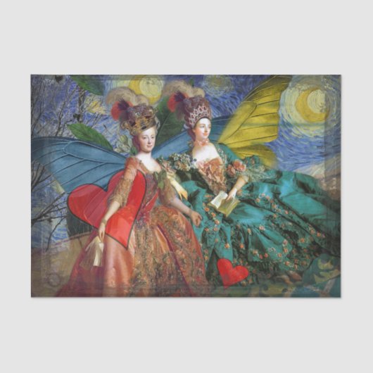 Klassieke Gotische Gemini Whimsical Vlinder Vrouw Tissuepapier (Voorkant)