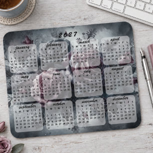 Klassieke gotische stijl bloemboeket 2027 kalender muismat