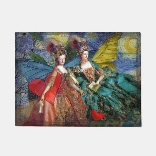 Klassieke Gotische Tweeling Whimsical Vlinder Vrou Deurmat (Voorkant)