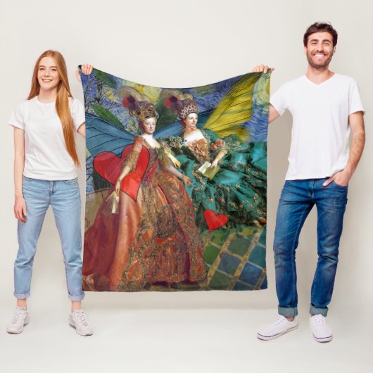 Klassieke Gotische Tweeling Whimsical Vlinder Vrou Fleece Deken (In situ)