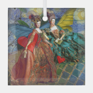 Klassieke Gotische Tweeling Whimsical Vlinder Vrou Glas Ornament