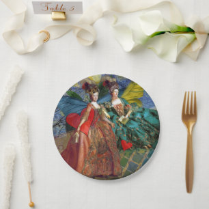Klassieke Gotische Tweeling Whimsical Vlinder Vrou Papieren Bordje
