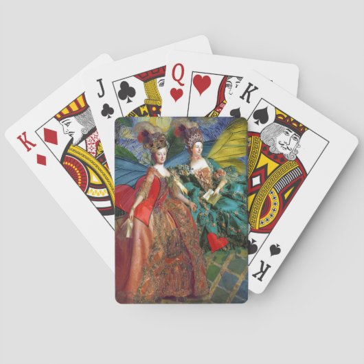 Klassieke Gotische Tweeling Whimsical Vlinder Vrou Speelkaarten (Achterkant)