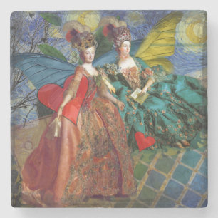 Klassieke Gotische Tweeling Whimsical Vlinder Vrou Stenen Onderzetter